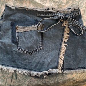 Jean shorts and skirt combined